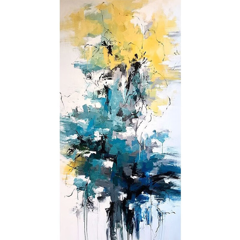 简约过道装饰画大气入户挂画 (渐变) 品质黑色框 美院级手绘油画 60*1