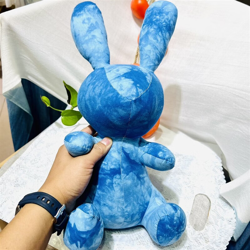 景展扎染布偶云南扎染玩偶上新兔子大理纯手工蓝染布偶送女蓝花3820