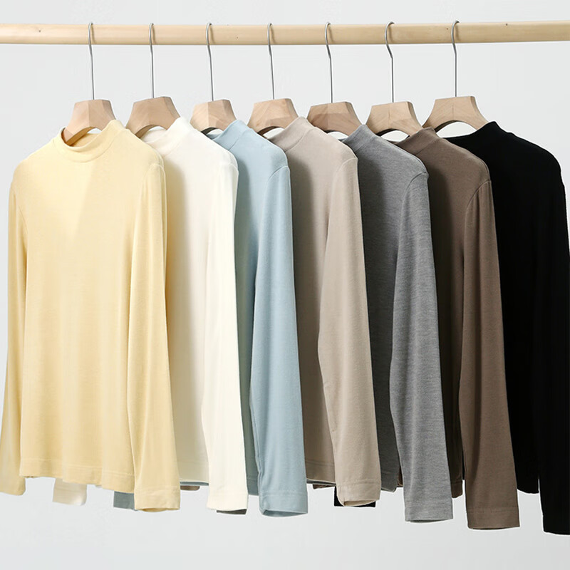 六月玫瑰 打底衣含羊毛加绒打底衫高弹小立领上衣可外穿针织毛衣女保暖衣 绒绒黑-小立领 L (100-120斤)