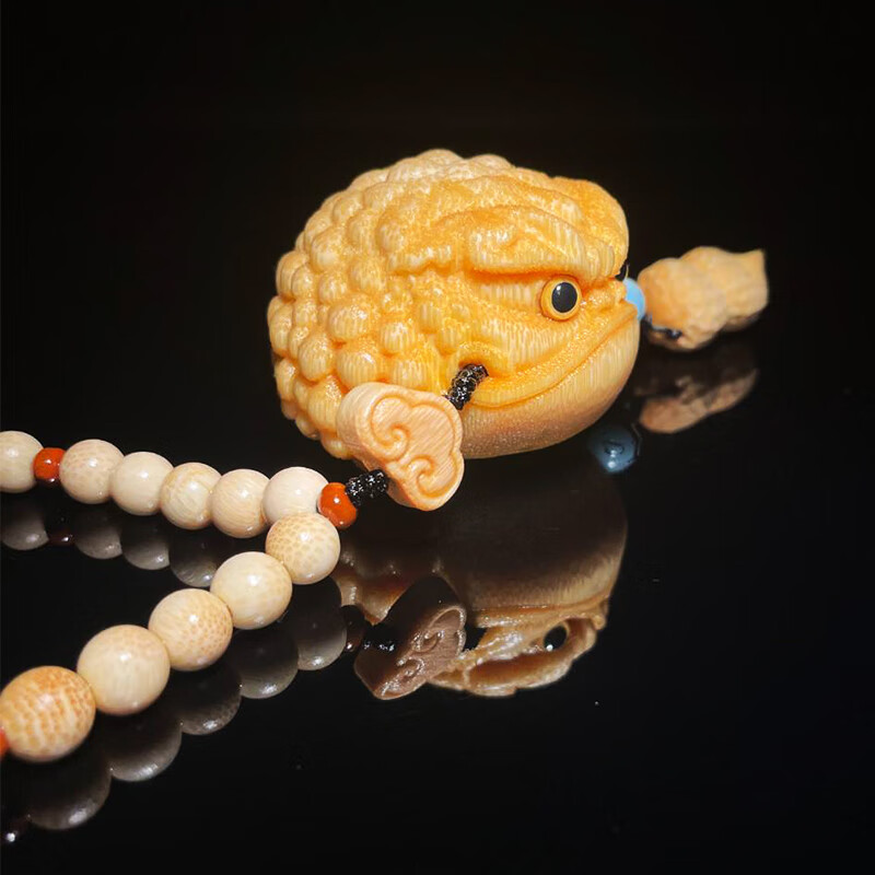 艺竹情网红同款恶霸地包天文玩竹根雕竹雕实心竹雕盘玩三足金蟾手把件 0.8cm竹珠子花生小配饰恶霸金蟾