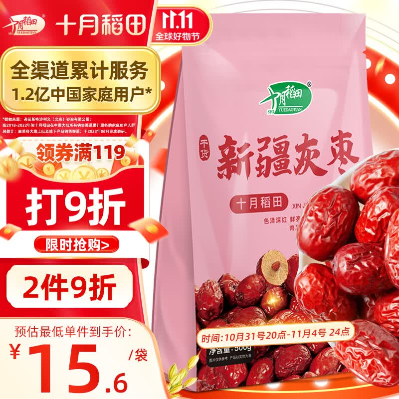 十月稻田 新疆灰枣500g 一等灰枣 新疆特产 小红枣 零食 煲汤煮粥 中秋礼使用感如何?