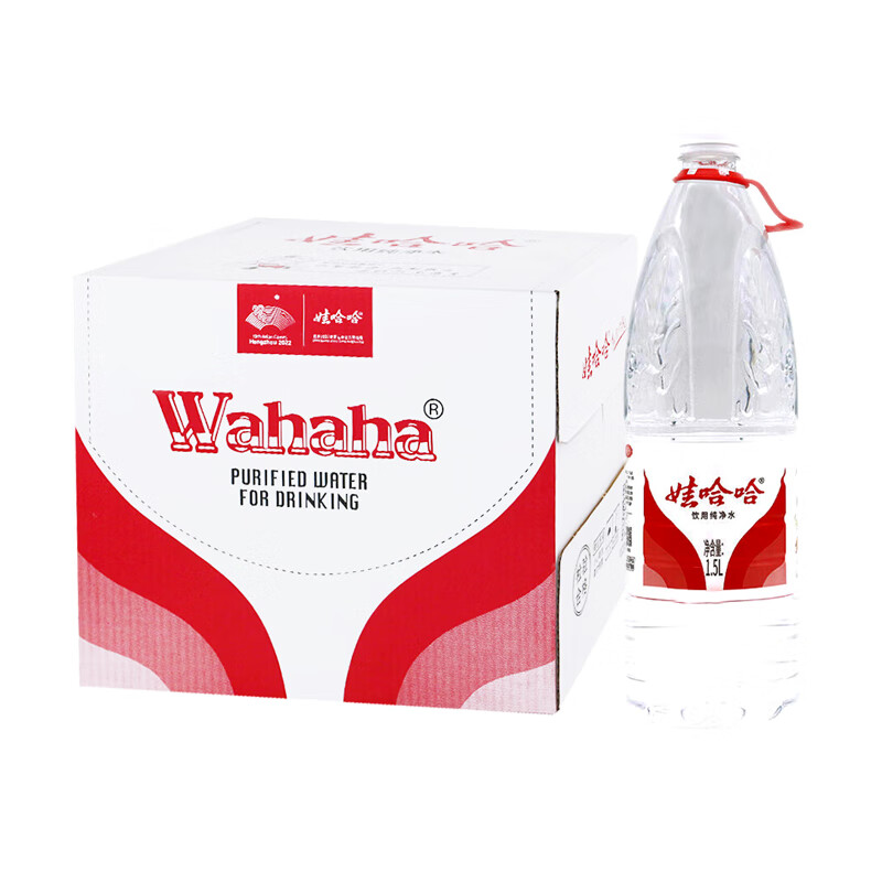 娃哈哈饮用纯净水596/350ml/12/24瓶整箱批发日常饮用水娃哈哈纯净水 大瓶娃哈哈纯净水1.5L*12瓶