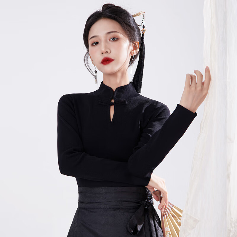 汉歌【直播间专享】(秋不语)2024新款新中式汉服马面裙搭配上衣 黑色