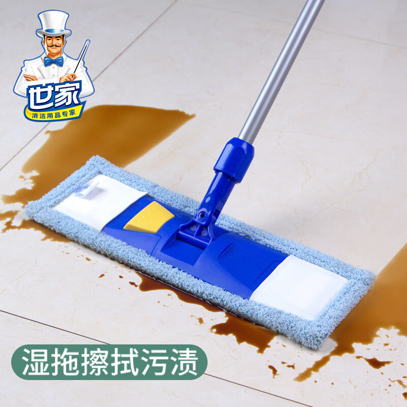 世家(MR.SIGA)平板拖把家用一拖净拖布干湿两用墩布懒人木地板拖把清洁除尘拖 快洁能手拖把共4块布+刮板
