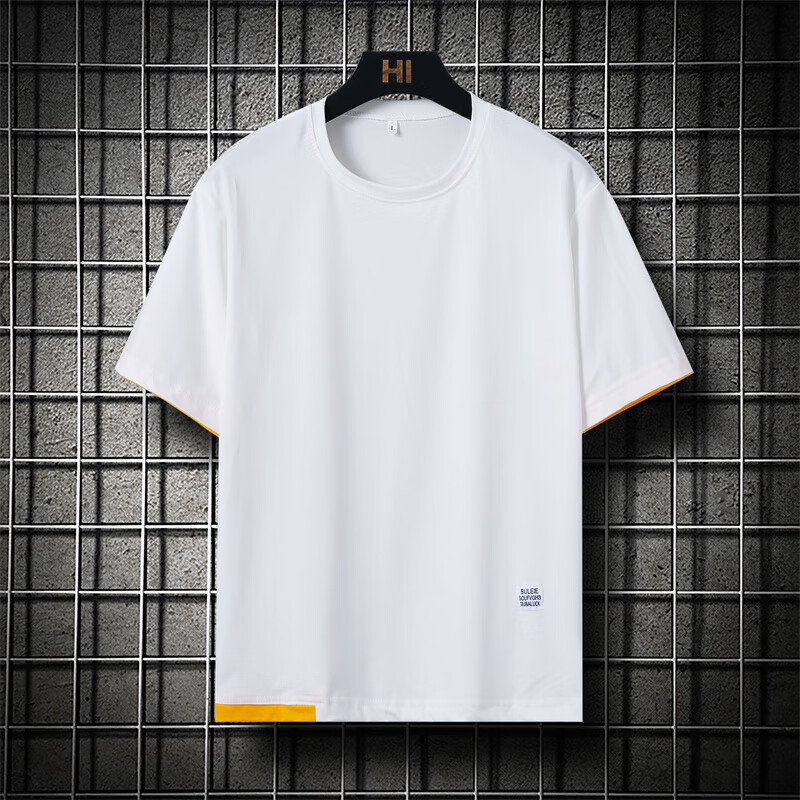璟道短袖t恤男2022新款潮牌宽松大码男装嘻哈潮胖子300斤肥佬拼接半袖