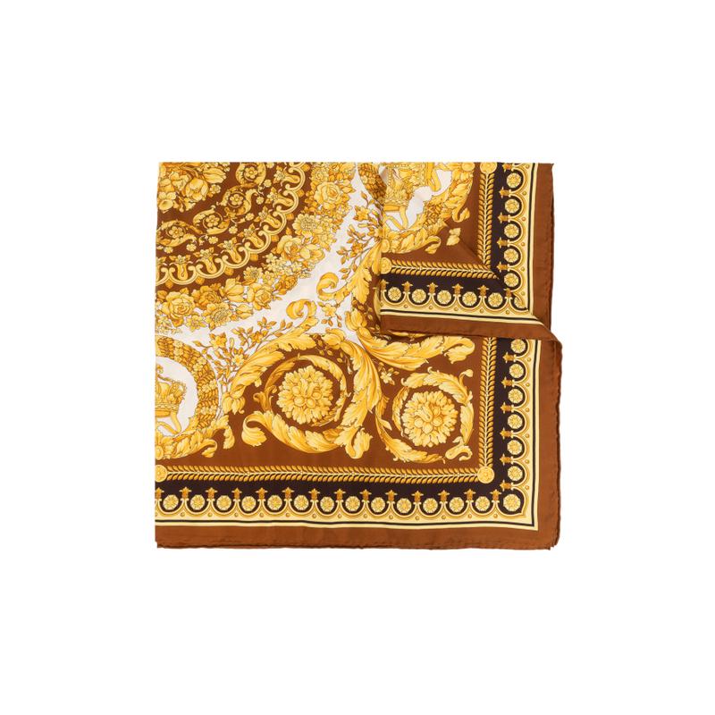 范思哲（VERSACE）男士圖案圍巾時(shí)尚配件優(yōu)雅多用途圍巾裝飾 黃色 均碼