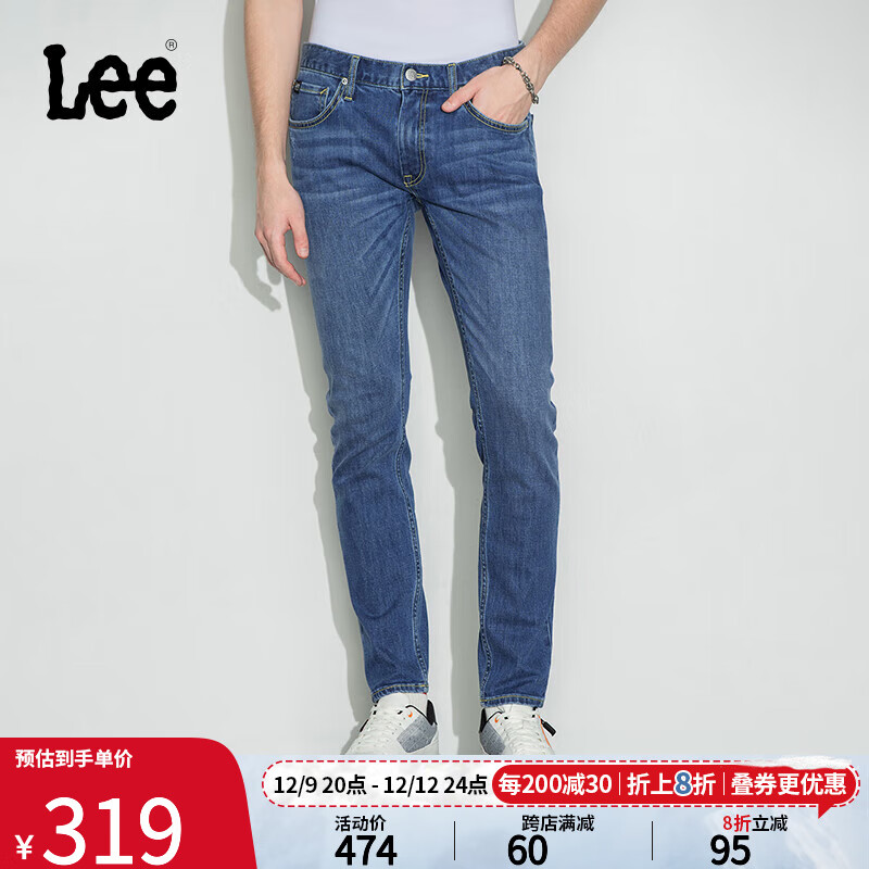 LeeXLINE修身低腰709中蓝色男牛仔裤休闲时尚潮LMB1007093QJ-465 中蓝色(31裤长) 31