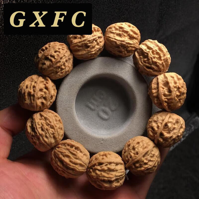 gxfc京八棱秋子手串 桩型饱满皮质 油润机刷盘玩包浆元宝小核桃手持