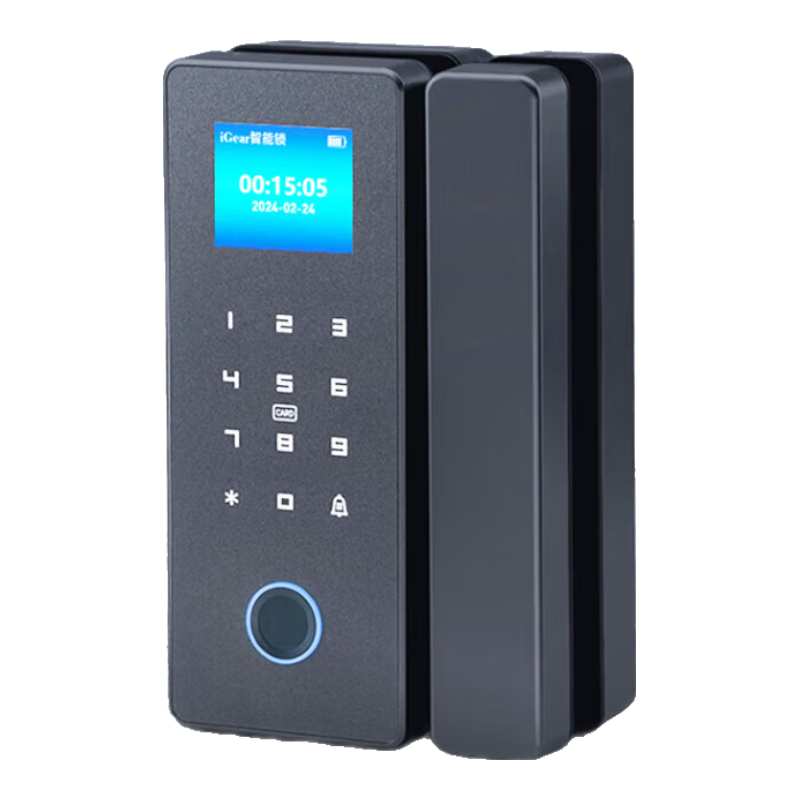 iGear玻璃門指紋鎖免開孔布線藍(lán)牙辦公室電子密碼鎖智能鎖ic卡門禁鎖