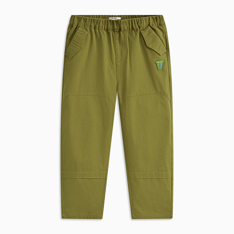 MQD童装男童休闲裤复古潮酷儿童户外工装风运动长裤子 军绿 130