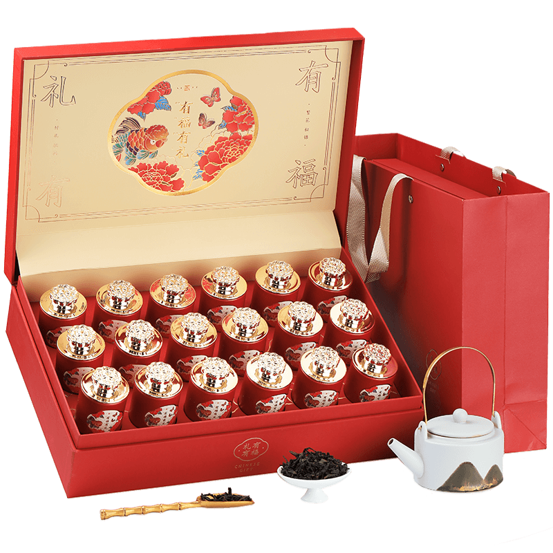 盛茗世家 茶叶大红袍特级乌龙茶武夷山岩茶 双茶组合礼盒装节日送礼送长辈 双茶齐聚礼盒装180g