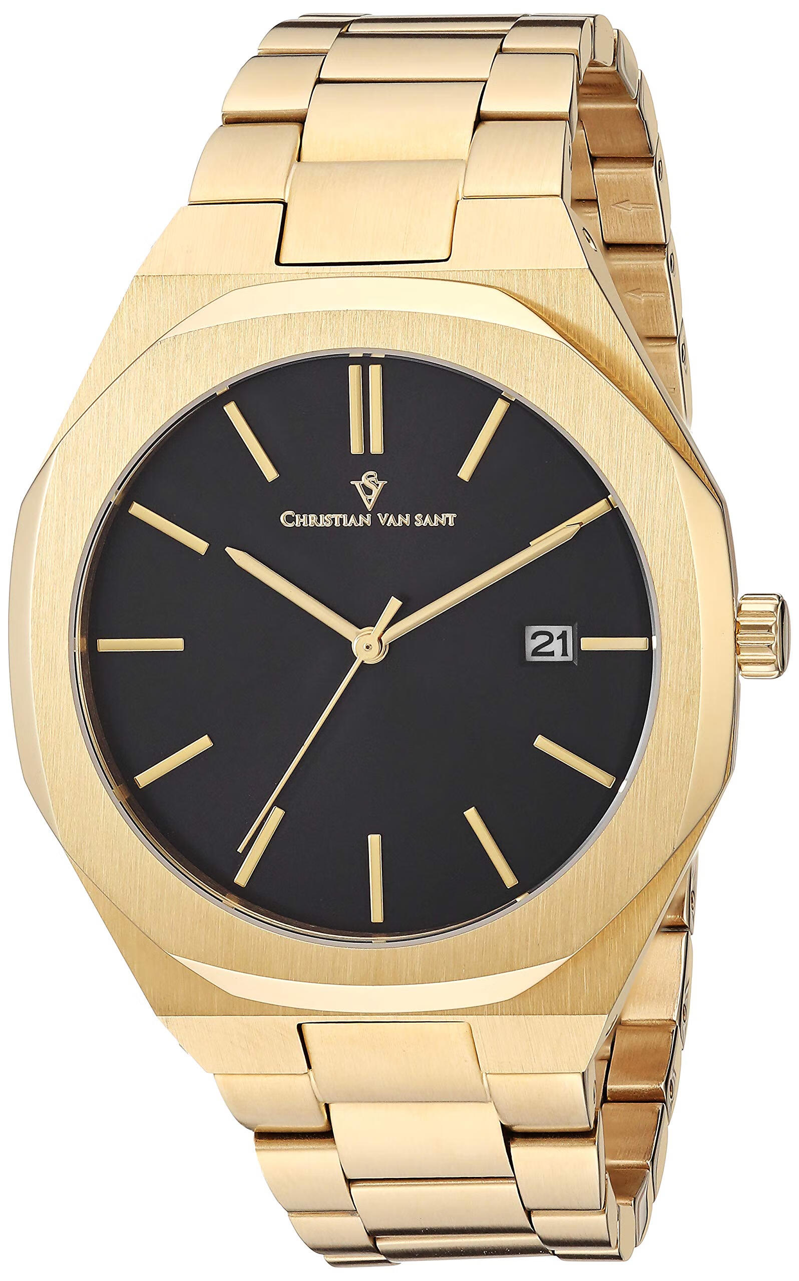 Christian Van Sant 男式 Octavius 修身 黑白 Black 5.0*7.0*7.0 inches