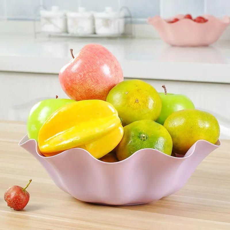 【现发】大号荷叶边水果盘家用厨房客厅创意瓜子干果茶几果盆零食 3个 荷叶边果盘【颜色混发】