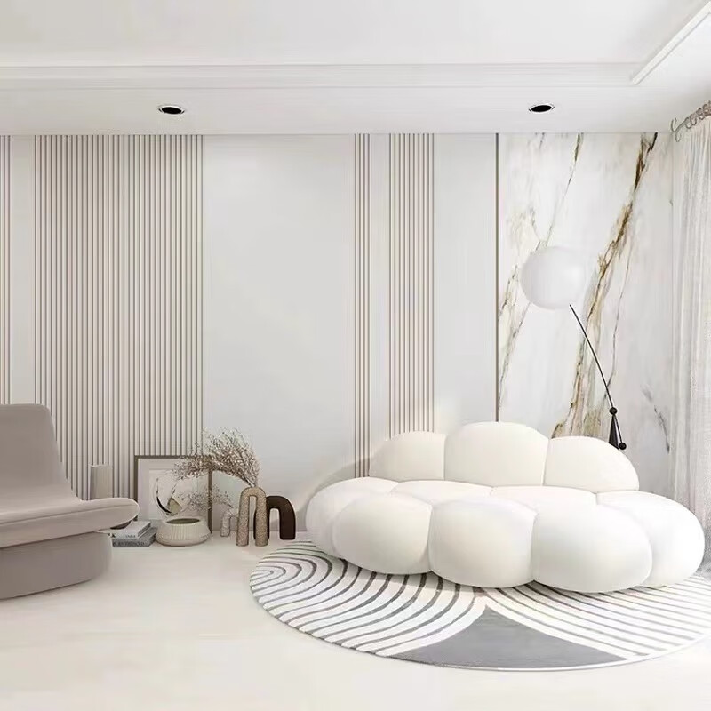 澳颜莱简约风家装墙布 简约木格栅大理石纹客厅电视沙发背景墙壁纸