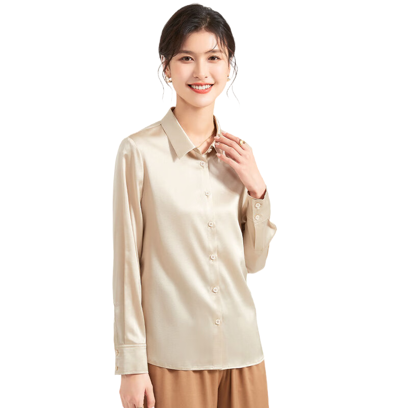 金菊【職場BI備單品】桑蠶絲上衣25春夏新款彈力雙喬真絲百搭女式襯衫