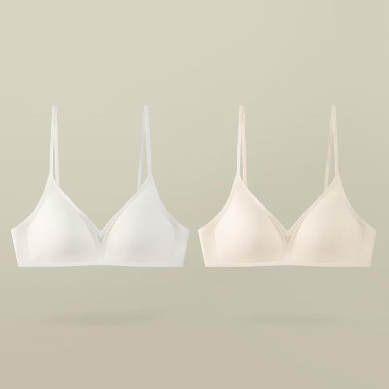 性感纯欲内衣女聚拢小胸显大防下垂夏季美背无钢圈文胸罩 白色 肤色 s