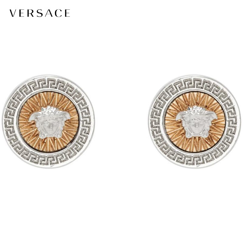 范思哲(versace) 七夕礼物男士银色&金色crystal图形耳钉 versace