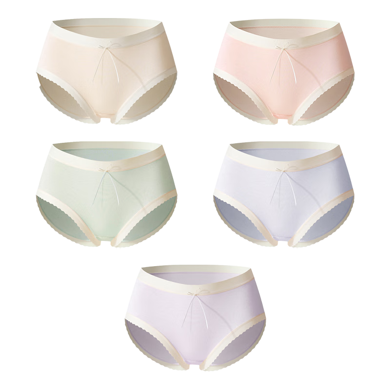 欧迪芬【聚乳酸裆中腰】抑菌内裤女收腹无痕裸感防夹臀三角裤头5条L