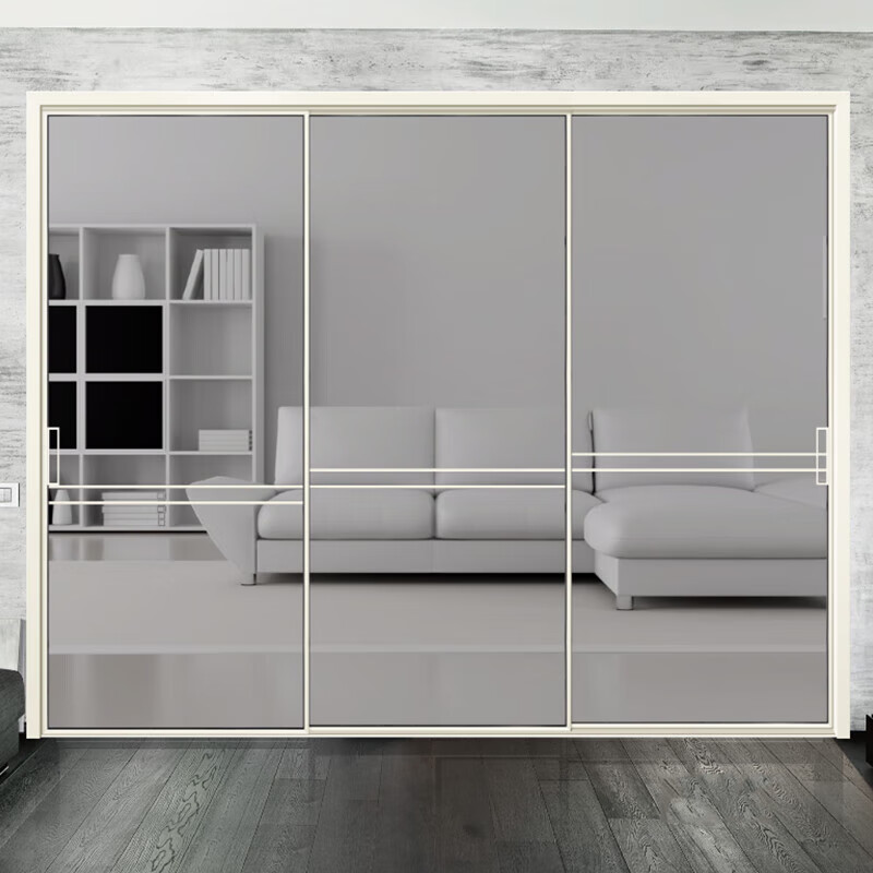 玻璃门隐形阳台钛镁合金极窄边框隔断客厅卫生间吊轨移门 四联动地轨