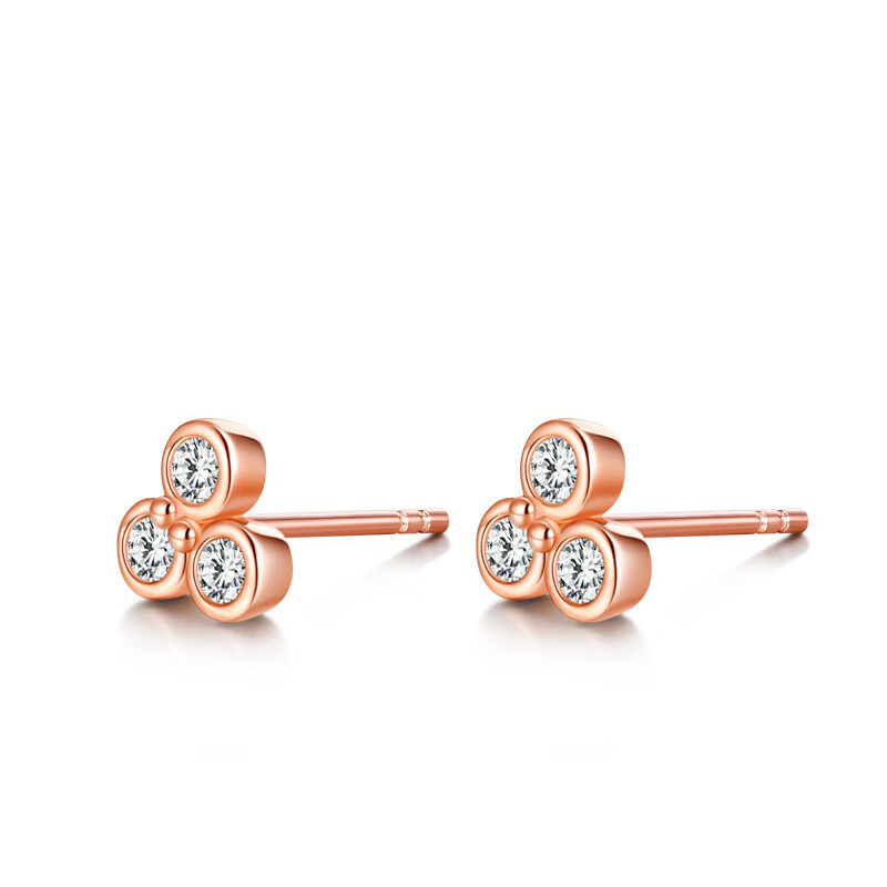 赤瑕宫三生有幸耳钉女简约百搭s银电镀小众设计高级感耳饰 玫瑰金色