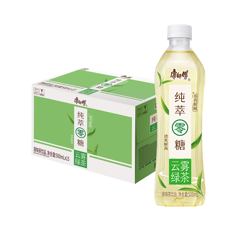 康师傅 纯萃零糖 云雾绿茶 500ml*15瓶