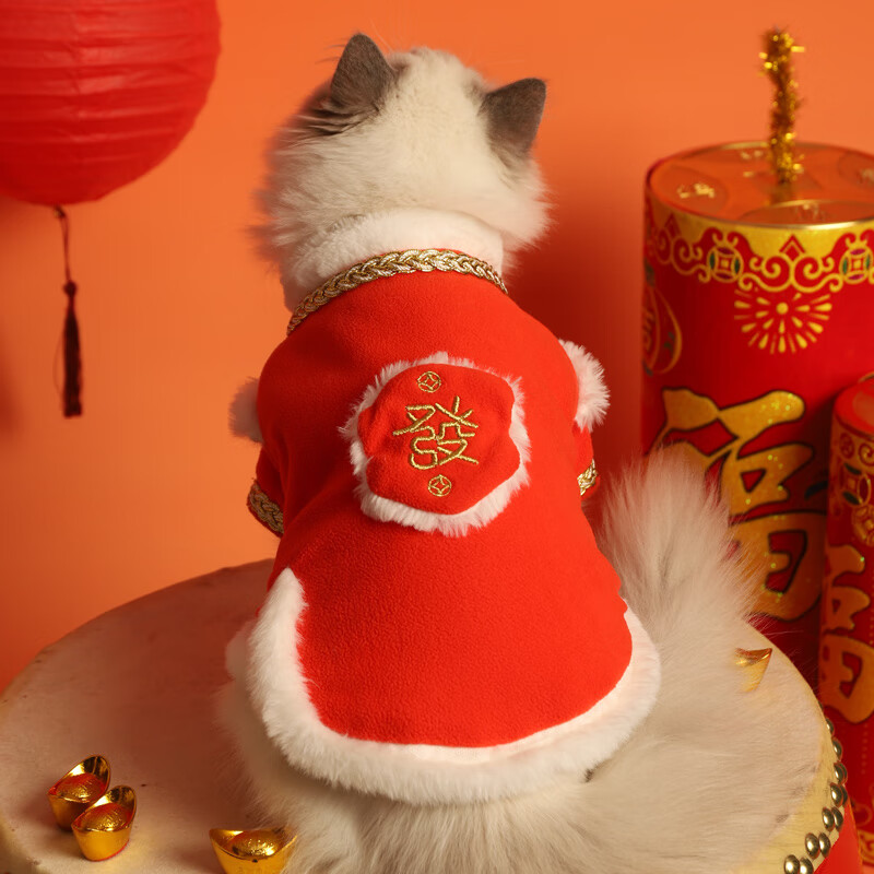 新年舞狮醒狮唐装冬天狗狗过冬 发财多金棉衣 xs:胸围36cm-建议2-3斤