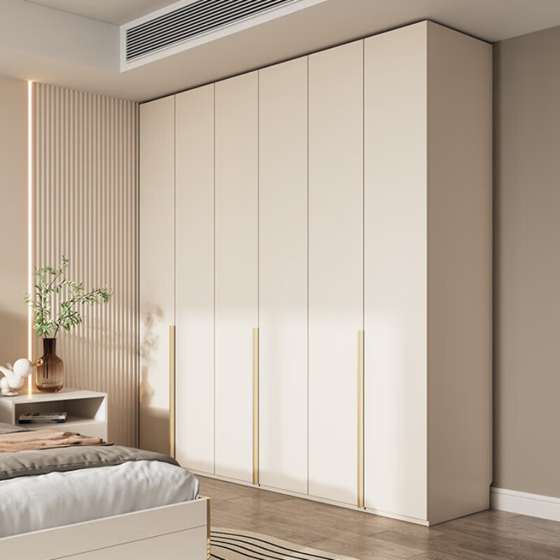 凯莱宝衣柜家用卧室奶白色简约平开门柜子超高一门到顶四五门组合大