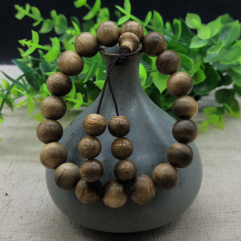 彩陌(cqmo)越南惠安回流天然黑油老料沉香手串10mm三通佛塔佛珠念珠