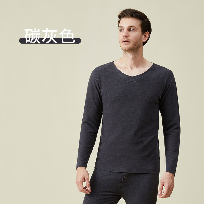 佧森滋德绒内衣男士打底衫打底单件保暖上衣磨毛柔软可外穿秋衣秋裤 经典黑上衣 L