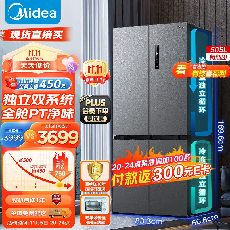 美的（Midea）双系统双循环风冷无霜对开双开十字四开门家用电冰箱一级能效变频大容量 MR-531WSPZE使用感如何?