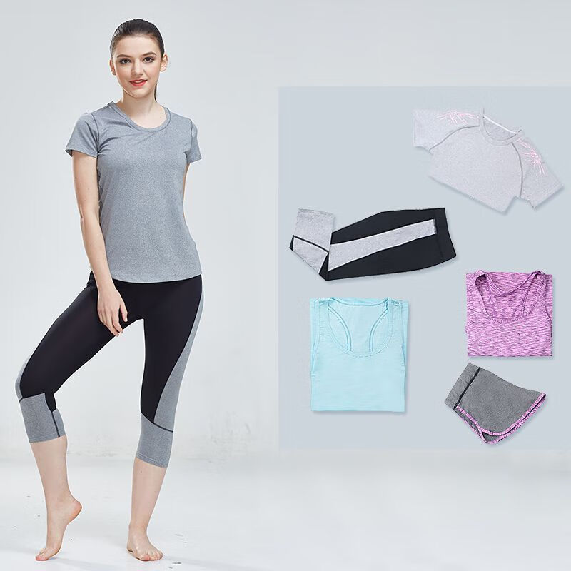 其他品牌新款春夏服女瑜伽服套装女跑步舞蹈运动x-501 m五件套 x-501