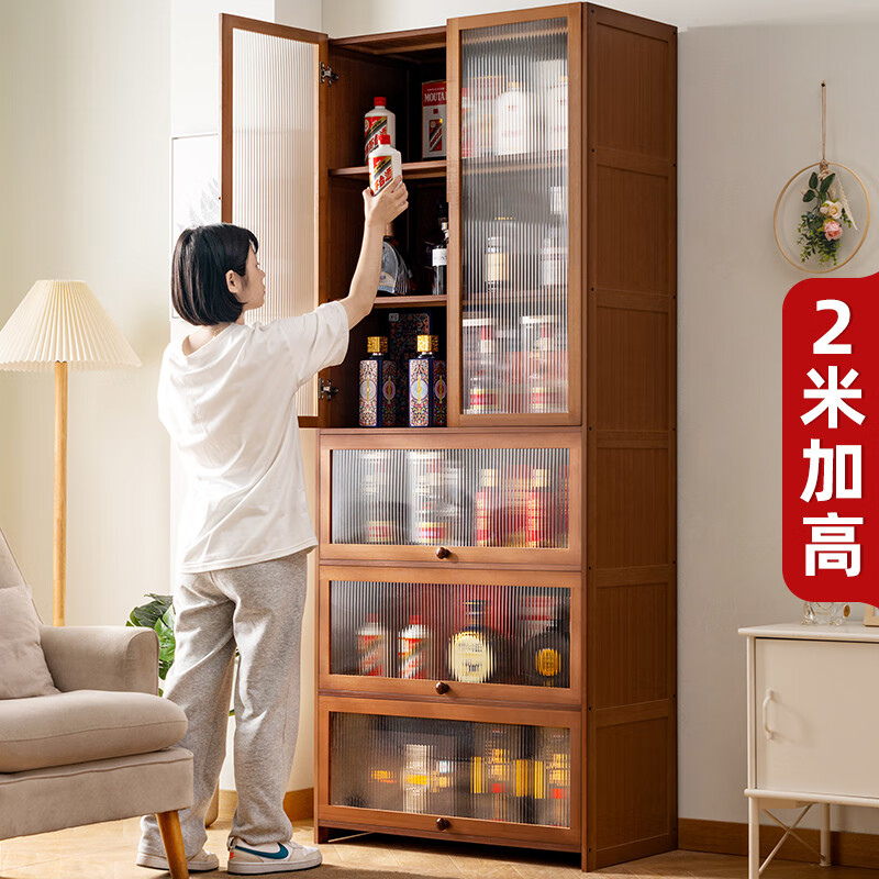 子木雅居客廳靠墻酒柜隔斷柜玄關(guān)柜酒吧紅酒架子吧臺角柜置物架家用的 2米加高升級款-茶色六層80長(cháng)