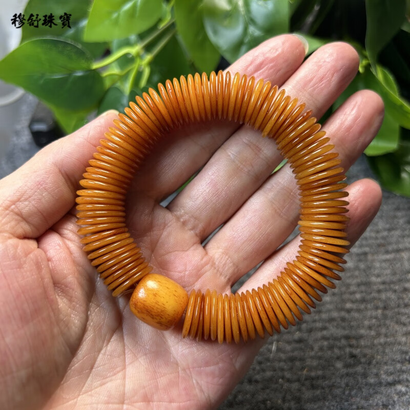 穆舒天然牦牛骨片珠手串108颗 佛珠手链藏式老灵骨手串念珠把件老牛骨