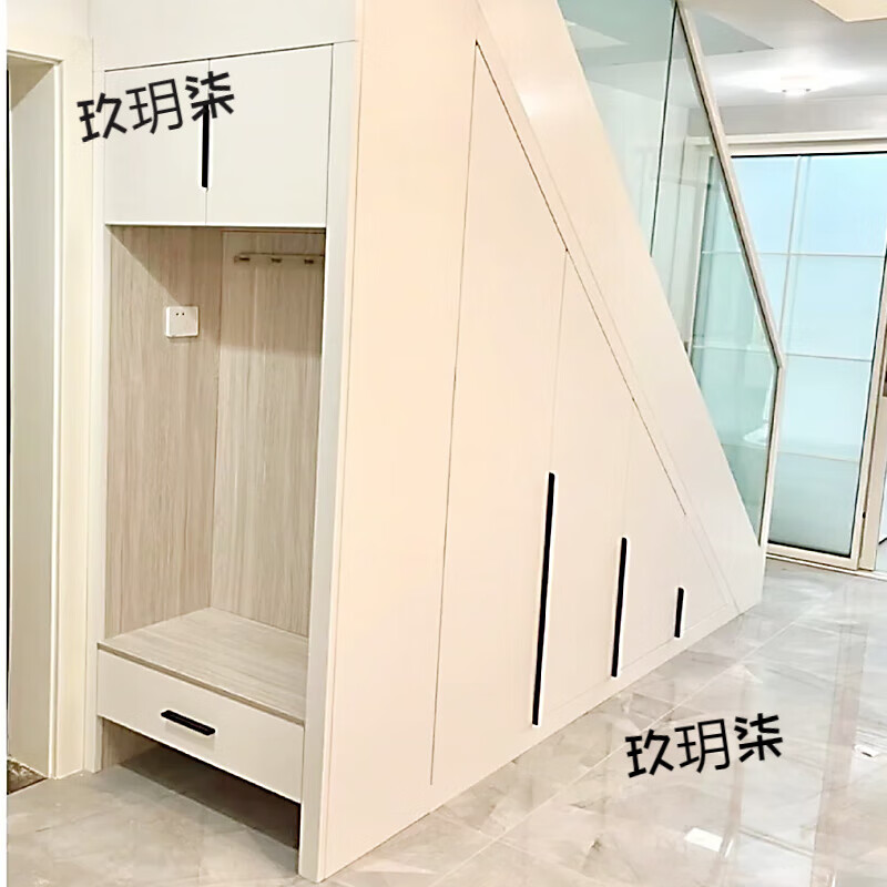 xmsj楼梯下斜角储物柜 楼梯柜定制设计楼梯下斜角空间三角斜坡收纳实