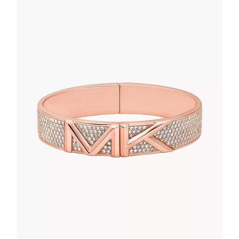 科尔斯(michael kors)mk精美首饰14k女子玫瑰镀金巴韦刻面密镶手镯