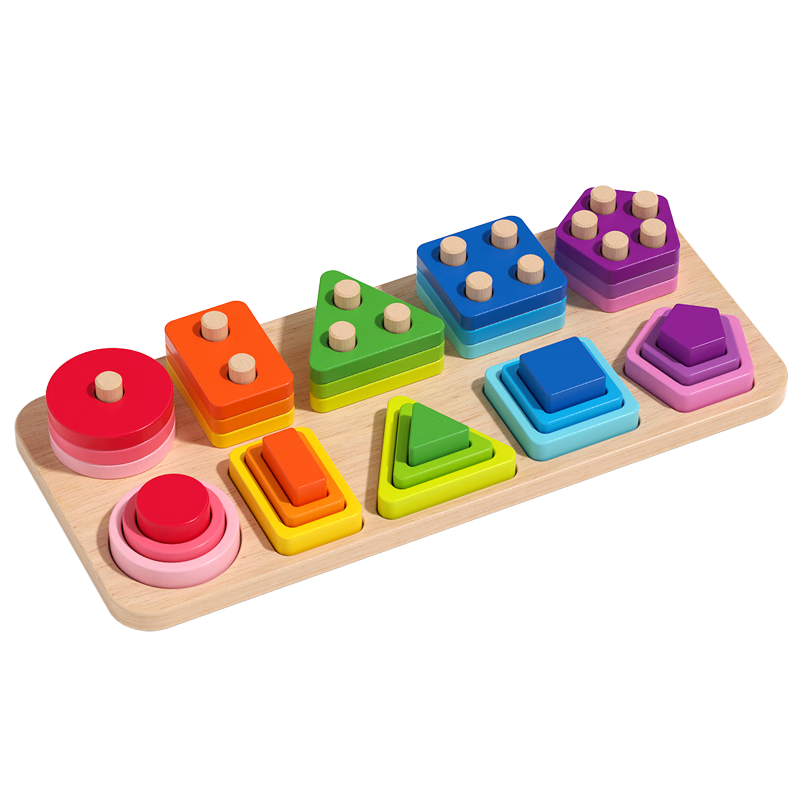 福孩兒蒙氏幾何十套柱顏色形狀認(rèn)知教具寶寶男女孩兒童益智玩具生日禮物