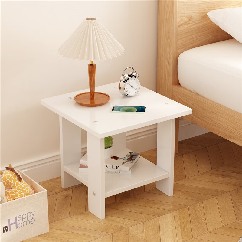 床头置物架 床头柜置物架出租屋用小茶几简约小型简易卧室 旗舰款象牙