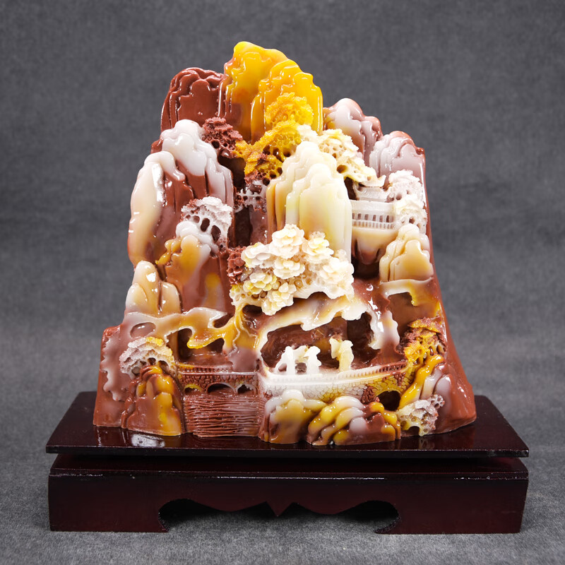 品奈仿玉石寿山石摆件三人行雅摆石雕玉石原石山水工艺品家居摆件