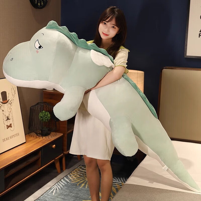 毛绒玩具睡觉夹腿软萌抱枕长条枕布娃娃儿童节礼物同学e1 绿色傲娇龙