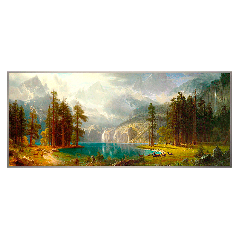 米聆 定制高端欧式沙发背景墙装饰画山水画客厅风景手绘油画聚宝盆挂