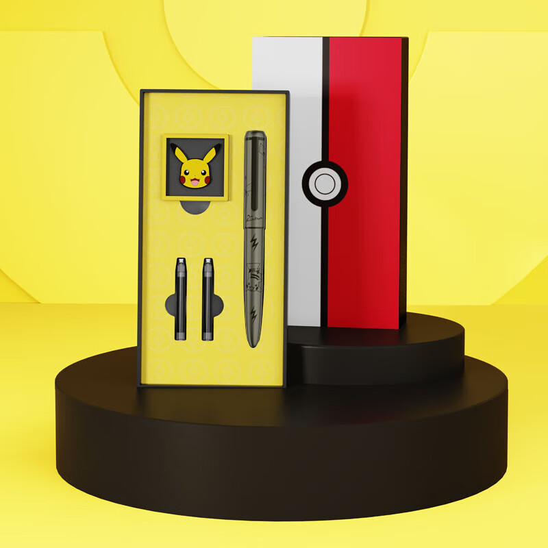毕加索(Pimio)钢笔987皮卡丘精灵宝可梦联名钢笔礼盒套装学生练字钢笔生日开学毕业季礼物钢笔套装 炫黑皮卡丘精灵宝可梦套装（配套礼盒礼袋）