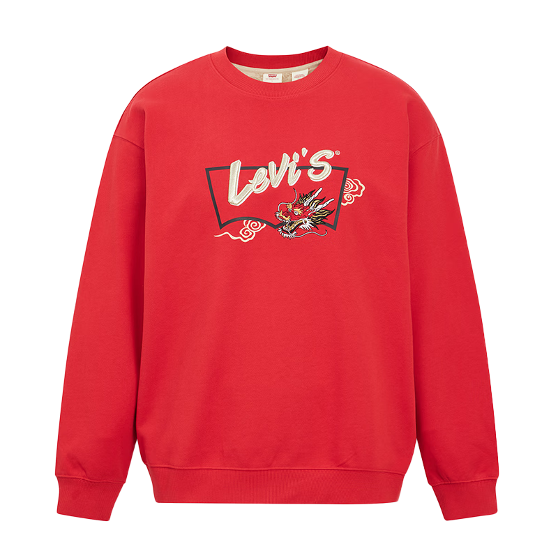 Levi's【龙年】李维斯24春季男士卫衣祥龙刺绣暖潮流时尚新年红 红色 A7812-0000 S