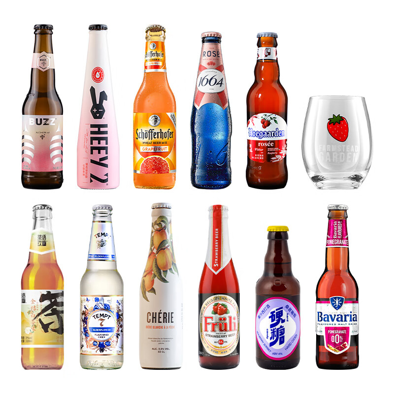 TEMPT进口精酿啤酒水果味女士低度酒 诱惑7号接骨木 芙力草莓 组合装 11款微醺果味 组合装