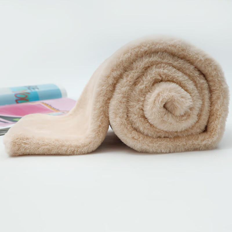 达芬奇密码 冬季保暖仿獭兔毛围脖围巾女士韩版百搭护颈毛领子 裸色