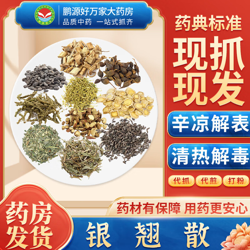 【经典方剂】银翘散 辛凉解表 清热解毒 按方抓药中药材抓配大药房