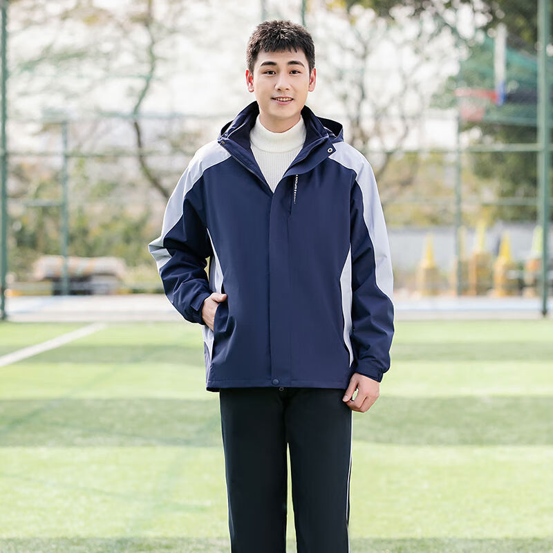狮奥利兴中学生校服冲锋衣套装三件套初中高中班服三合一运动服工作服