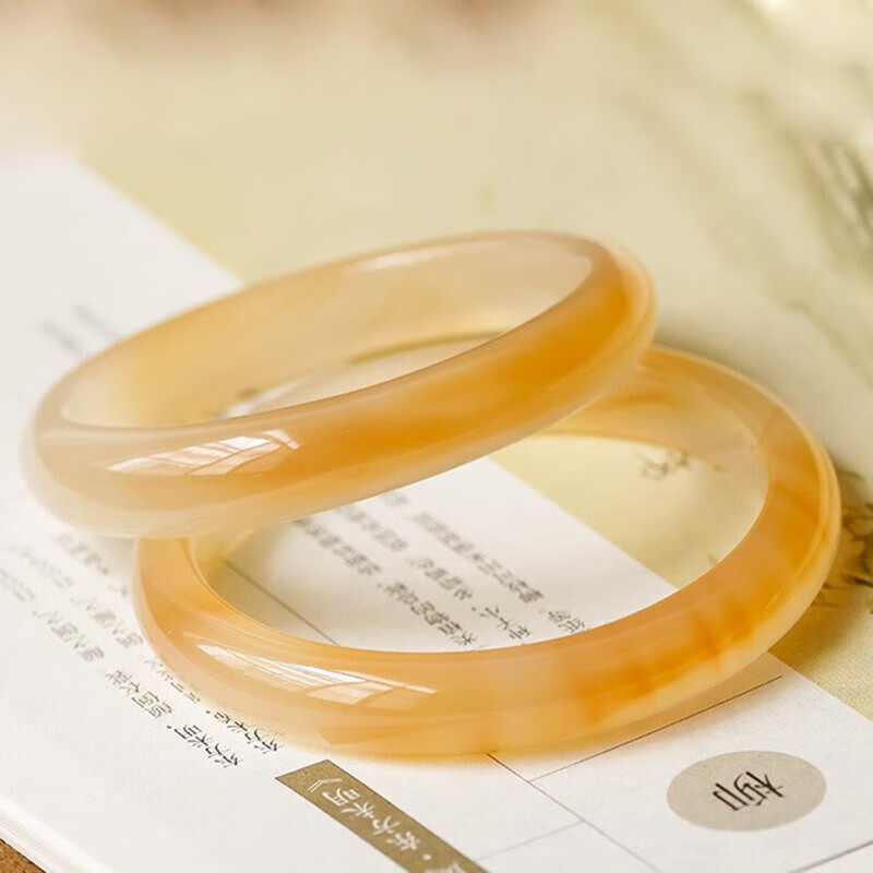 初缘玉手镯女冰种玉髓玛瑙手镯子锦鲤蜜糖送老婆女友本命年生日礼物 64-65适合130-140斤