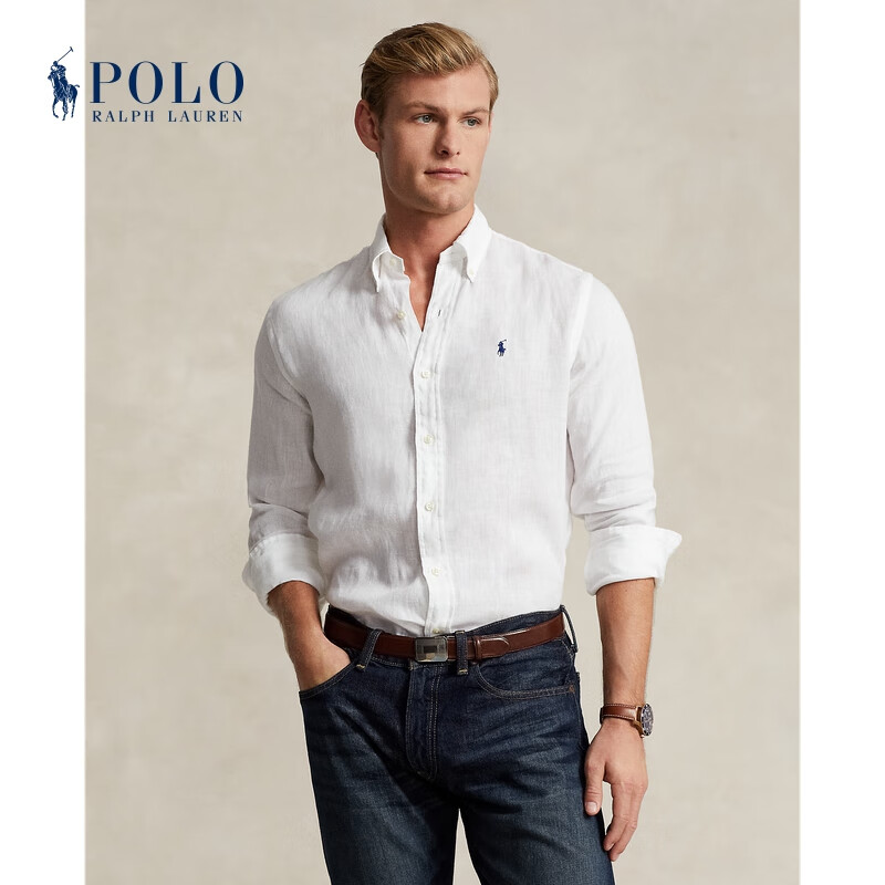 Polo Ralph Lauren 拉夫劳伦男装 经典版型亚麻衬衫RL13453 100-白色 S