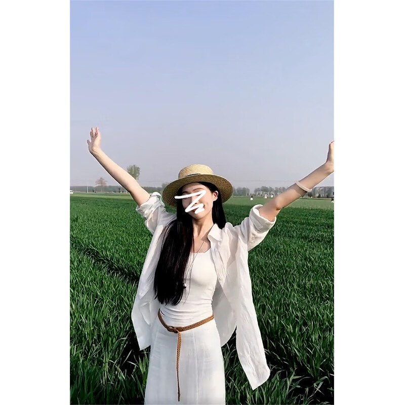 小野七天早秋白色法式防晒衬衫女外套衬衣夏宽松开衫外搭气质上衣 白色 L 建议体重110-120斤