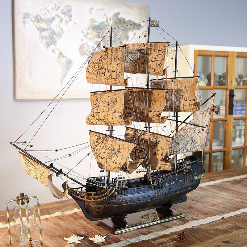 室内（Snnei）成品黑珍珠号帆船模型装饰摆件 加勒比海盗工艺木船开业乔迁礼品 《黑珍珠号》95cm 参考选项图